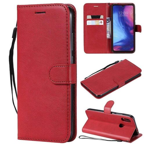 Saturcase Coque Pour Xiaomi Redmi Note 7, Pu Cuir Magnétique Flip Portefeuille Support Porte-Carte Protecteur Housse Étui Avec Dragonne Pour Xiaomi Redmi Note 7 (Rouge)