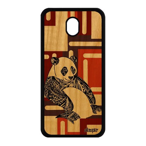 Coque Samsung Galaxy J7 2017 Pro En Bois Silicone Panda Fantaisie Cube Souple De