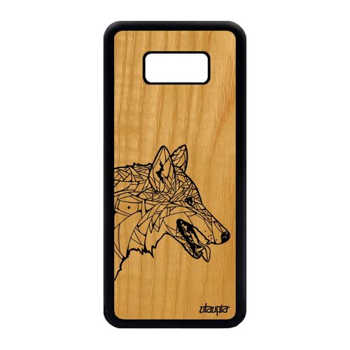 Coque silicone Samsung S8 Plus en bois loup azteque graphique Noir chien Samsung Galaxy S8 Plus