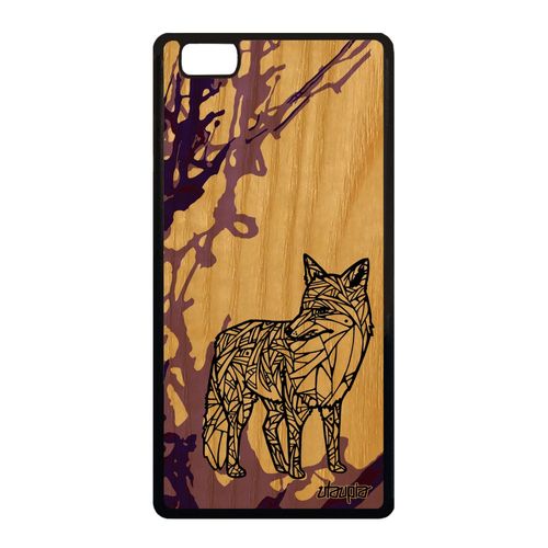Coque Pour P8 Lite 2015 Bois Silicone Renard Personnalisé Violet Animal A Huawei P8 Lite 2015