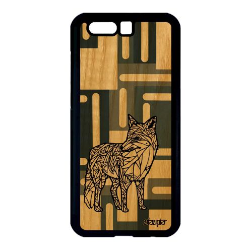 Coque renard Honor 9 bois silicone ethnique telephone fantaisie polaire Gris 4G
