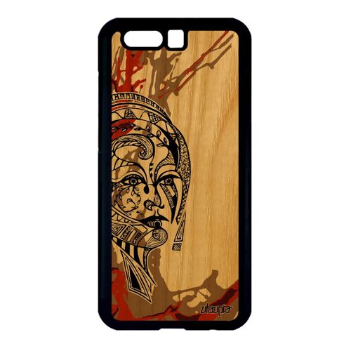 Coque silicone Honor 9 bois femme Marron dessin fleur feerique etui azteque case