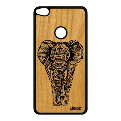 Coque antichoc P8/P9 Lite 2017 bois silicone elephant azteque d'asie Noir Huawei P8 Lite 2017 P9 Lite 2017