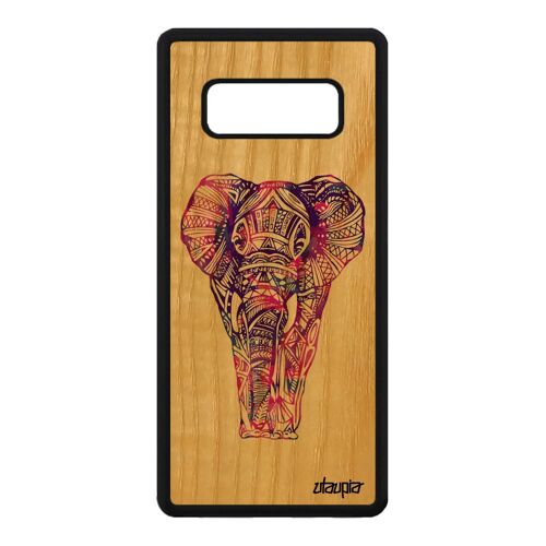Coque Bois Silicone Elephant Pour Note 8 Azteque Dessin Etui Samsung Galaxy Note 8
