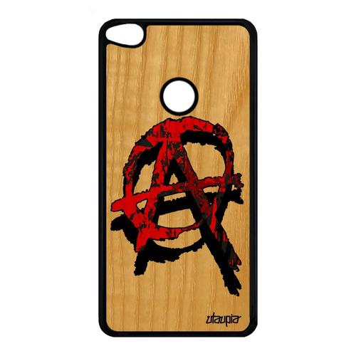 Coque bois Huawei P8/P9 Lite 2017 silicone anarchie Femme bumper gothique Rouge