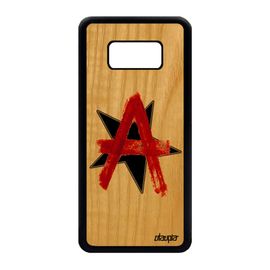 Coque Anarchie Samsung S8 Bois Silicone Case Noir Etoile Punk Motif Signe Samsung Galaxy S8