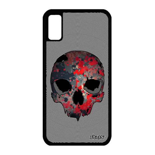 Coque Silicone Pour Iphone X Tete De Mort Rouge Pirate Peinture Garcon Alu Iphone X