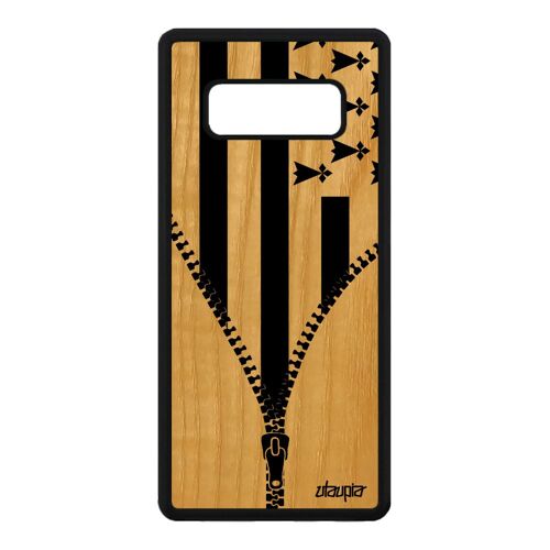 Coque En Bois Drapeau Bretagne Breton Pour Samsung Galaxy Note 8 Silicone Mobile