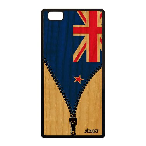 Coque Bois Pour Huawei P8 Lite 2015 Silicone Drapeau Nouvelle Zelande Neo Zelandais