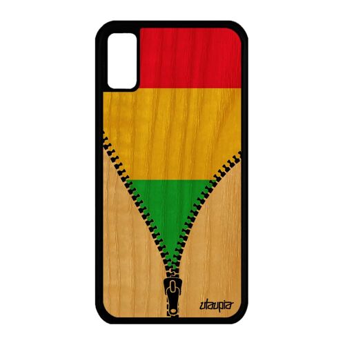 Coque Silicone Iphone X Bois Drapeau Mali Malien De Protection Smartphone Iphone X