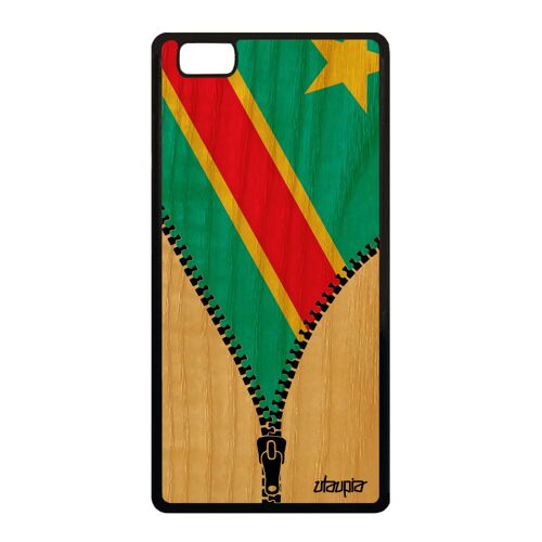 Coque P8 Lite 2015 Bois Silicone Drapeau Rdc Congo Kinshasa Congolais Gel Huawei P8 Lite 2015
