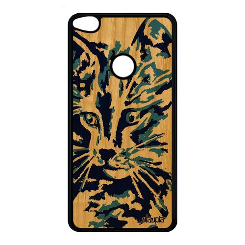 Coque Silicone Pour Huawei P8/P9 Lite 2017 En Bois Chat De Protection Mignon Art