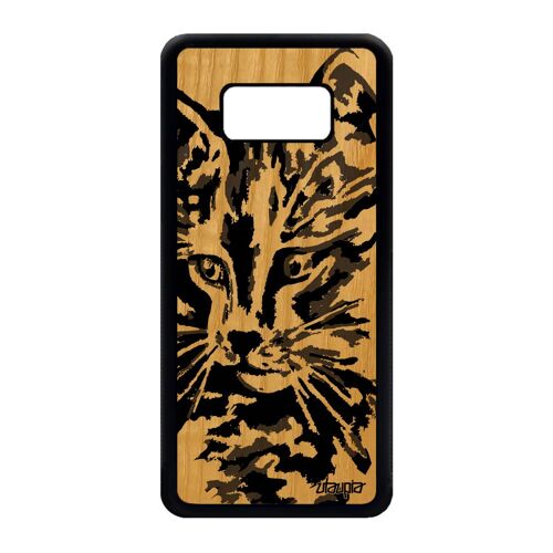 Coque Samsung S8 en bois silicone chat personnalisé chaton noir et blanc Samsung Galaxy S8