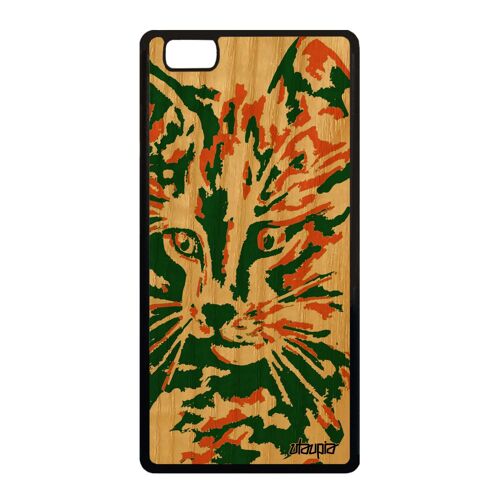Coque Silicone Huawei P8 Lite 2015 Bois Chat Fantaisie Smartphone Dessin Matou A