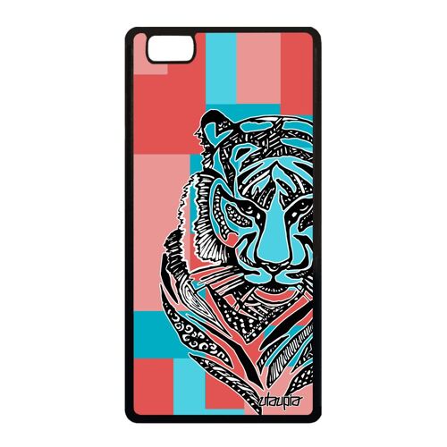 Coque Silicone Huawei P8 Lite 2015 Tigre Rigide Tribal Portable Rose Telephone A