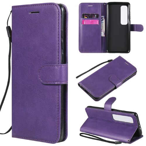 Saturcase Coque Pour Xiaomi Mi 10 Ultra, Pu Cuir Magnétique Flip Portefeuille Support Porte-Carte Protecteur Housse Étui Avec Dragonne Pour Xiaomi Mi 10 Ultra (Violet)