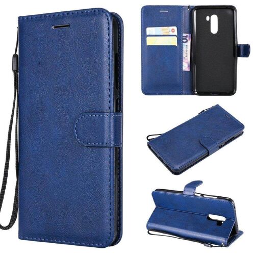 Saturcase Coque Pour Xiaomi Pocophone F1, Pu Cuir Magnétique Flip Portefeuille Support Porte-Carte Protecteur Housse Étui Avec Dragonne Pour Xiaomi Pocophone F1 (Bleu)