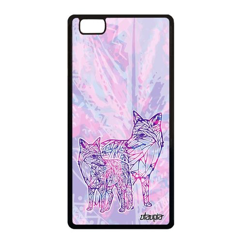 Coque Silicone Huawei P8 Lite 2015 Renard Montagne Plume Case Violet Dessin Bebe