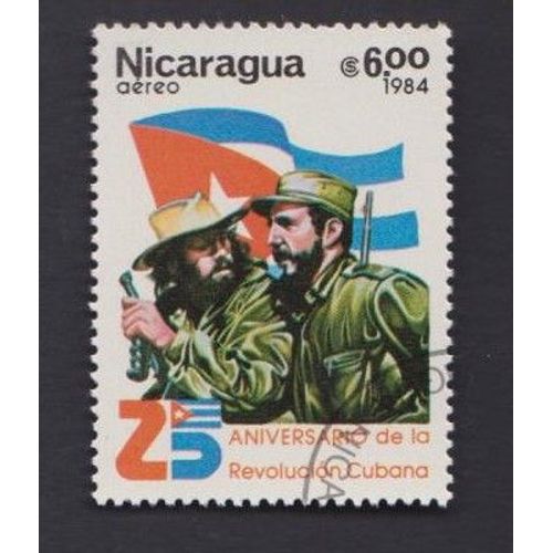 Timbre Nicaragua Anniversaire Revolution Cubenne Cubana Cuba 6