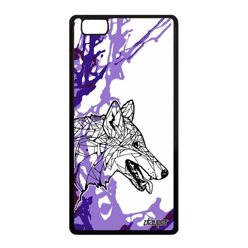 Coque loup pour P8 Lite 2015 silicone ethnique Violet montagne housse art Huawei P8 Lite 2015