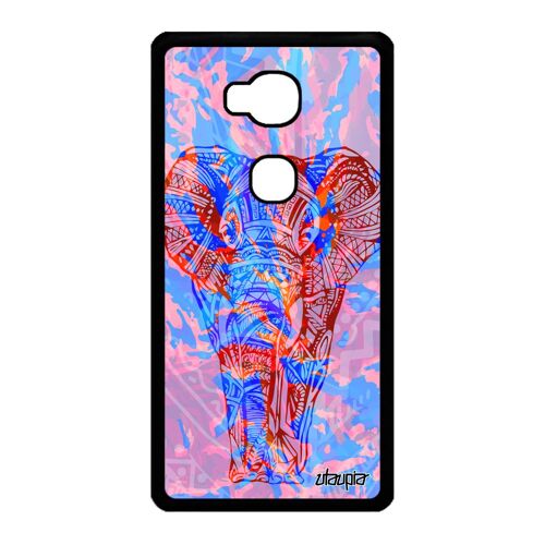 Coque silicone Honor 5X elephant zen Bleu rigide savane cover azteque antichoc a