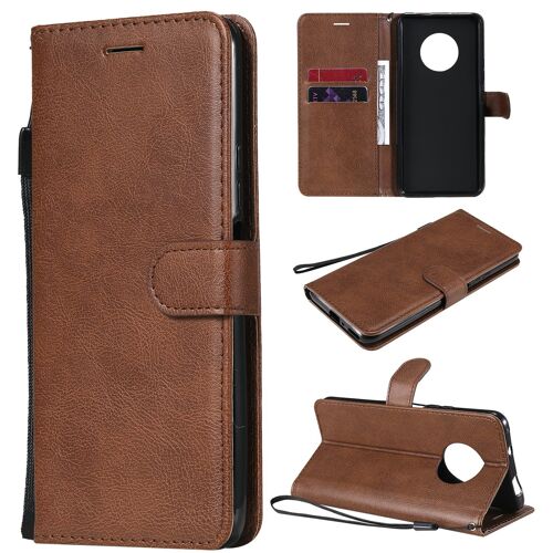 Saturcase Coque Pour Huawei Y9a, Pu Cuir Magnétique Flip Portefeuille Support Porte-Carte Protecteur Housse Étui Avec Dragonne Pour Huawei Y9a (Marron)