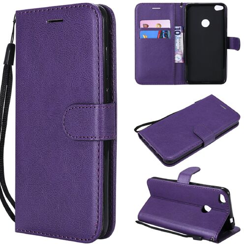 Saturcase Coque Pour Huawei P8 Lite 2017, Pu Cuir Magnétique Flip Portefeuille Support Porte-Carte Protecteur Housse Étui Avec Dragonne Pour Huawei P8 Lite 2017 (Violet)