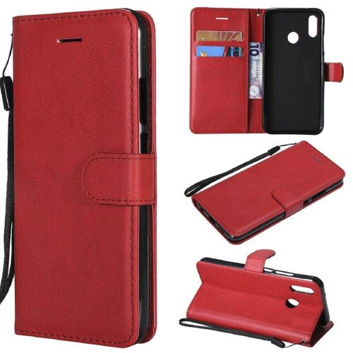 Saturcase Coque Pour Huawei P20 Lite, Pu Cuir Magnétique Flip Portefeuille Support Porte-Carte Protecteur Housse Étui Avec Dragonne Pour Huawei P20 Lite (Rouge)