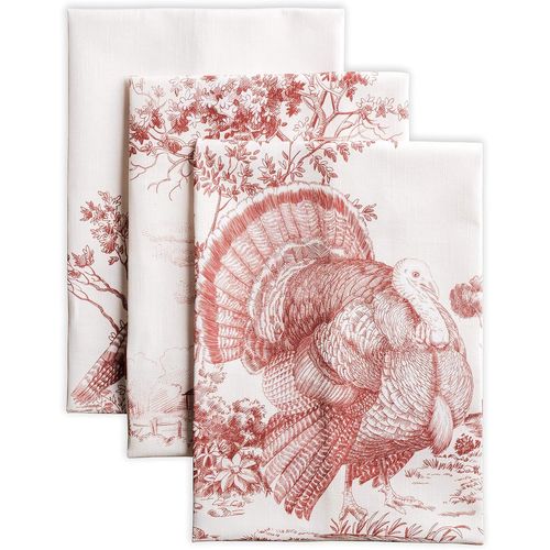 Tianyi-Maison D'hermine Holy Jouy Lot De 3 Torchons De Cuisine, Bar Multi-Usages Doux Et Absorbants 100 % Coton - Printemps/Été - 50 X 70 Cm - Rouge