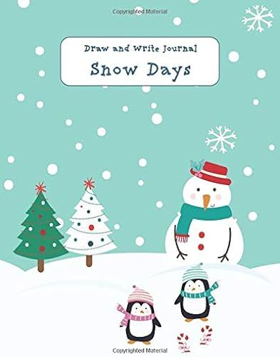 Draw And Write Journal Snow Days: Kids Grades K-2: Primary Composition Notebook | Half Page Lined Paper With Dashed Midline + Drawing Space | Girls Boys Preschool Kindergarten | Cute Pinguin Snowman C