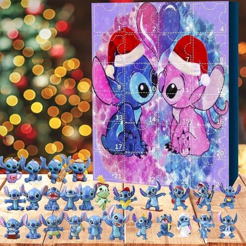 Calendrier de l'Avent de Noël 2023,Calendrier du Compte à Rebours de Noël pour Enfants,24 Figurines d'elfe de Dessin Animé(C)