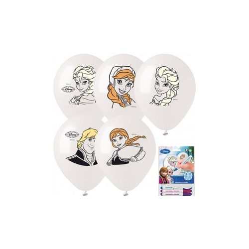 Kit De Ballons A Colorier Et Feutres - Frozen La Reine Des Neiges
