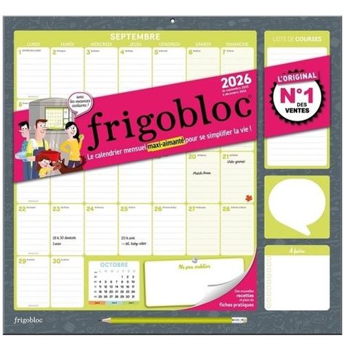 Frigobloc, Le Calendrier Mensuel Maxi-Aimanté Pour Se Simplifier La Vie - Avec 1 Crayon