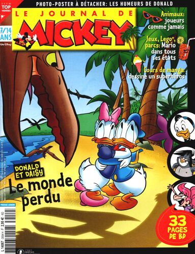 Le Journal De Mickey, N° 3554 Juillet 2020 : Donald Et Daisy, Le Monde Perdu ; Cours De Manga : Dessine Un Super-Héros ; Animaux Joueurs ; Mario