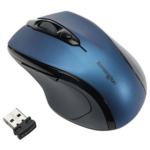 Kensington Pro Fit Mid-Size - Souris - pour droitiers - optique - sans fil - 2.4 GHz - récepteur sans fil USB - bleu saphir