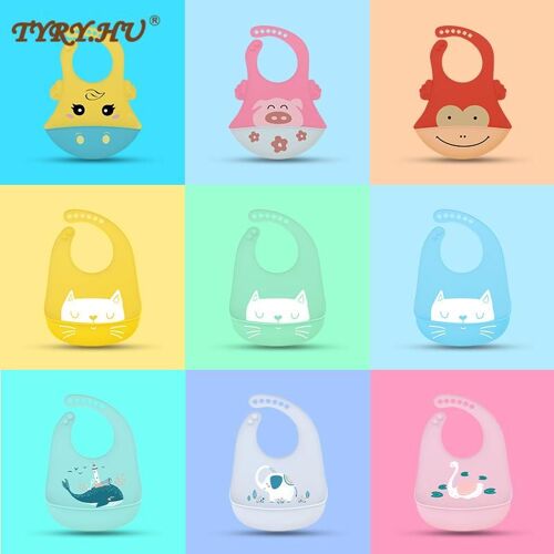 Bavoir En Silicone Alimentaire Pour Bébé,Serviette De Qualité Souple Et Confortable, Tablier Réglable Et Ajustable, Résistant À L'huile Et À La Graisse, Pour Manger Le Déjeuner,