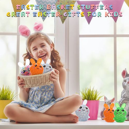 Boule De Pression Anti-Stress En Forme De Lapin, 4 Pièces/Ensemble, Anti-Stress, Changement De Couleur, À Presser, Pour Enfants, Jouets À Main Pour Adultes