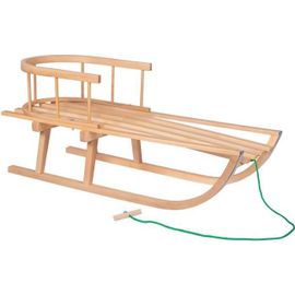 Luge Avec Dossier Springos® En Hêtre - 35x90cm - Bois Massif - Corde De Traction Gratuite