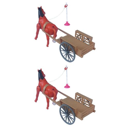 Chevaux Rotatifs Amusants En Plastique, 2 Pièces, En Forme De Chariot Électrique Pour Enfants