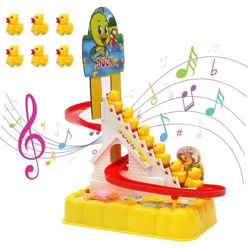 Jouet D'escalade De Canard Électrique, Montagnes Russes Pour Enfants, Ensemble De Jouets, Musique Légère Électrique, Piste D'escalier Amusante