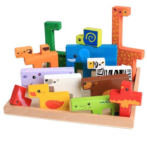 1 Set De Planche De Puzzle En Bois Dessin Animé Animal Puzzle Blocs De Construction Éducatifs Pour Enfants Bambins Enfants