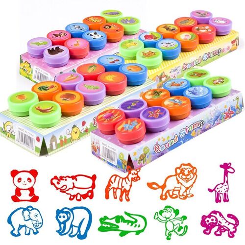 Timbres De Dessin Animé, Jouets Pour Enfants, Série D'animaux Mignons, Cadeau De Fête, Fournitures D'outils De Peinture Pour Enseignant, Bricolage, 10 Pièces