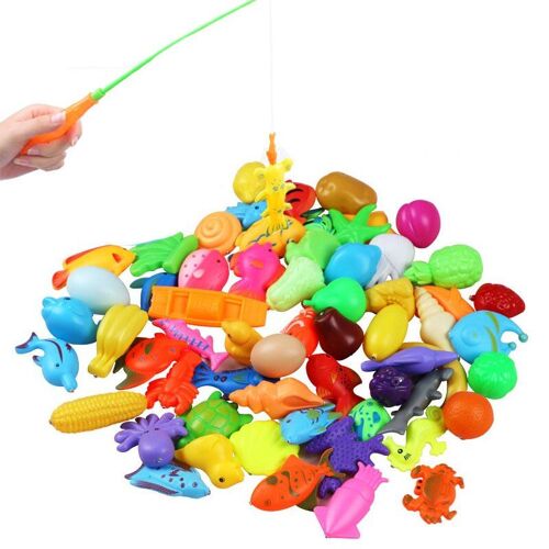 Canne À Pêche Magnétique Créative De 32 Pouces, Ensemble De Jouets De Plein Air Pour Enfants (30 Poissons + 2 Cannes)