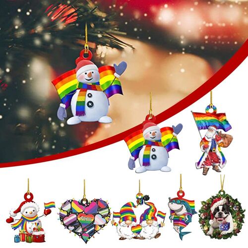 Pendentif De Noël En Bois, Arc-En-Ciel, Dessin Animé, Mur De Maison, Arbre De Noël Suspendu, Fournitures De Fête, Accessoires De Festival, Ornements De Noël, Cadeau