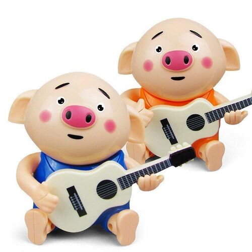 Guitare Cochon À Piles 3d Créative, Modèle De Jouets, Personnalité, Chant, Éclairage, Musique, Jouet De Divertissement Pour Enfants