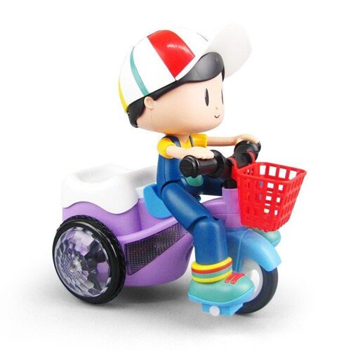 Poupée Et Tricycle À Commande Automatique, Jouet Électrique Créatif, Rotation De 360 Degrés, Éclairage, Musique, Figurines Dansantes