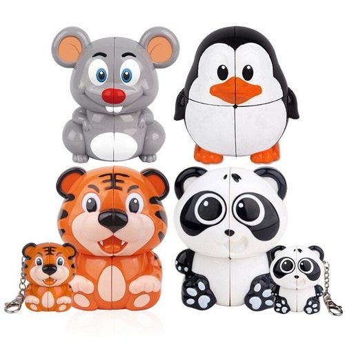 Jouet Puzzle Éducatif, 2x2, Taureau, Panda, Souris, Pingouin, Cube, Cubo, Magico