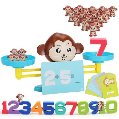 Jouet Éducatif De Maths Montessori, Équilibre Entre Personnages Et Chiffres, Jeu De Société, Jouets D'apprentissage, Échelle Balance Équilibrage En Numéro Numérique Et Animaux Singe Pingouin, Apprenti