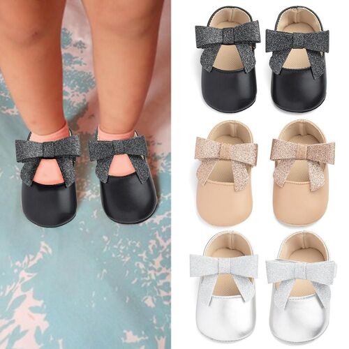 Chaussures De Premiers Pas Pour Bébé Fille, À Paillettes, Noires, Dorées, Argentées, À Semelle Souple, Pour Princesse