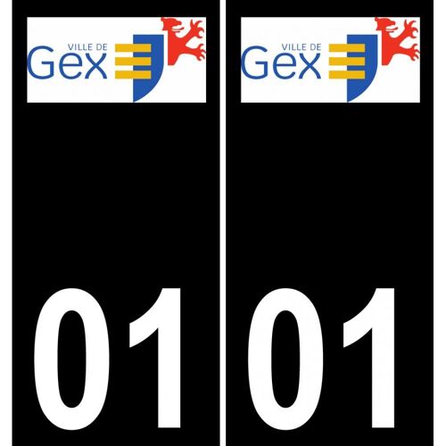 01 Gex Logo Autocollant Plaque Immatriculation Auto Ville Sticker - Droits